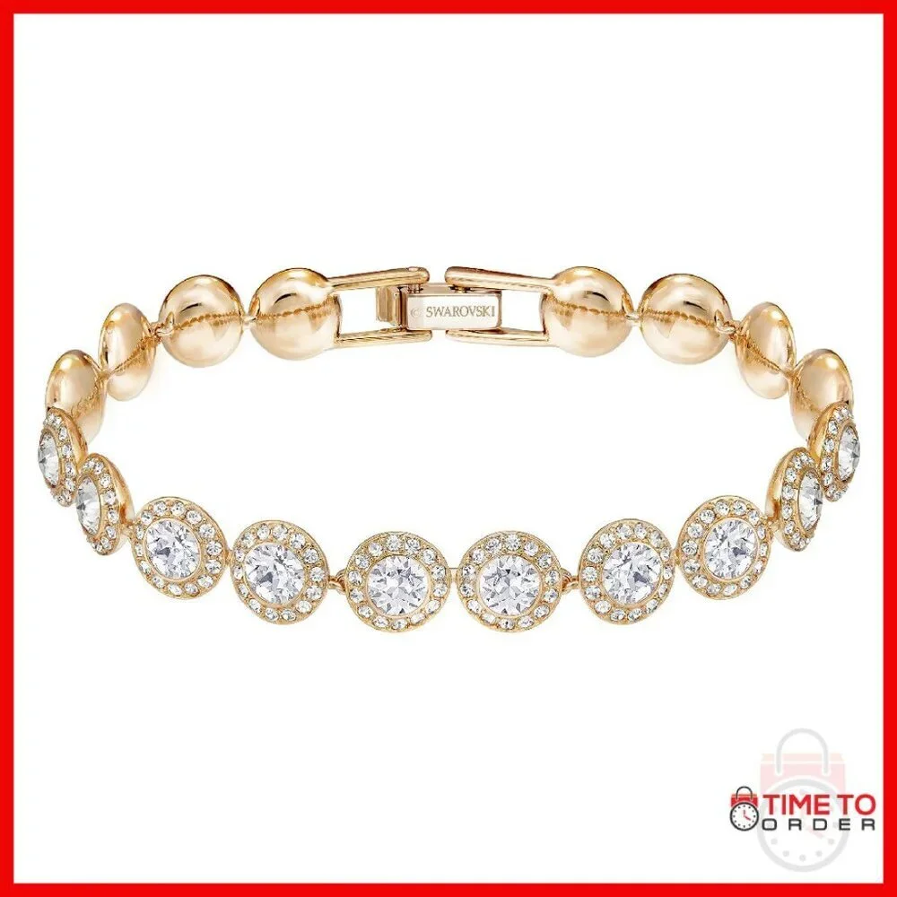 White Crystal Tennis Bracelet Rose Gold Tone 6.38 Inch